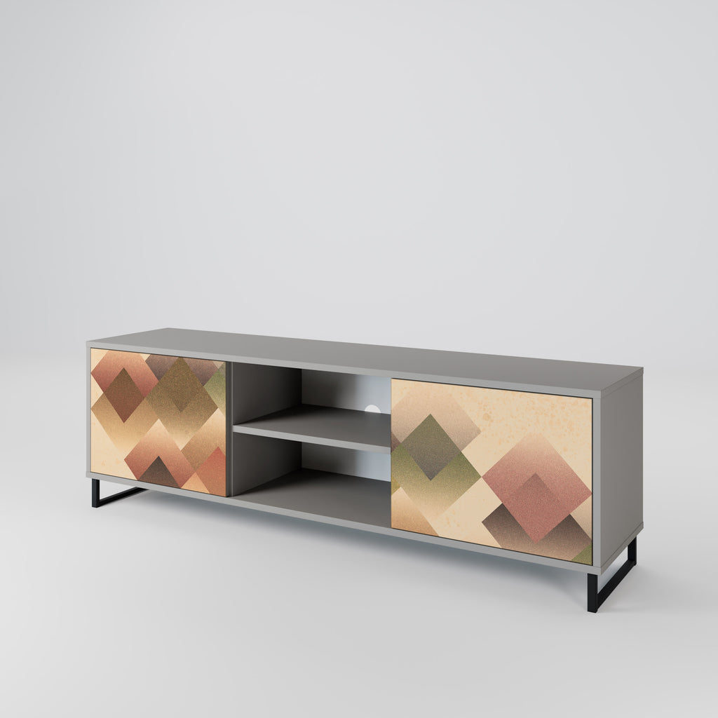 Mueble de TV GEOMETRIC FUSION de 2 puertas en acabado gris