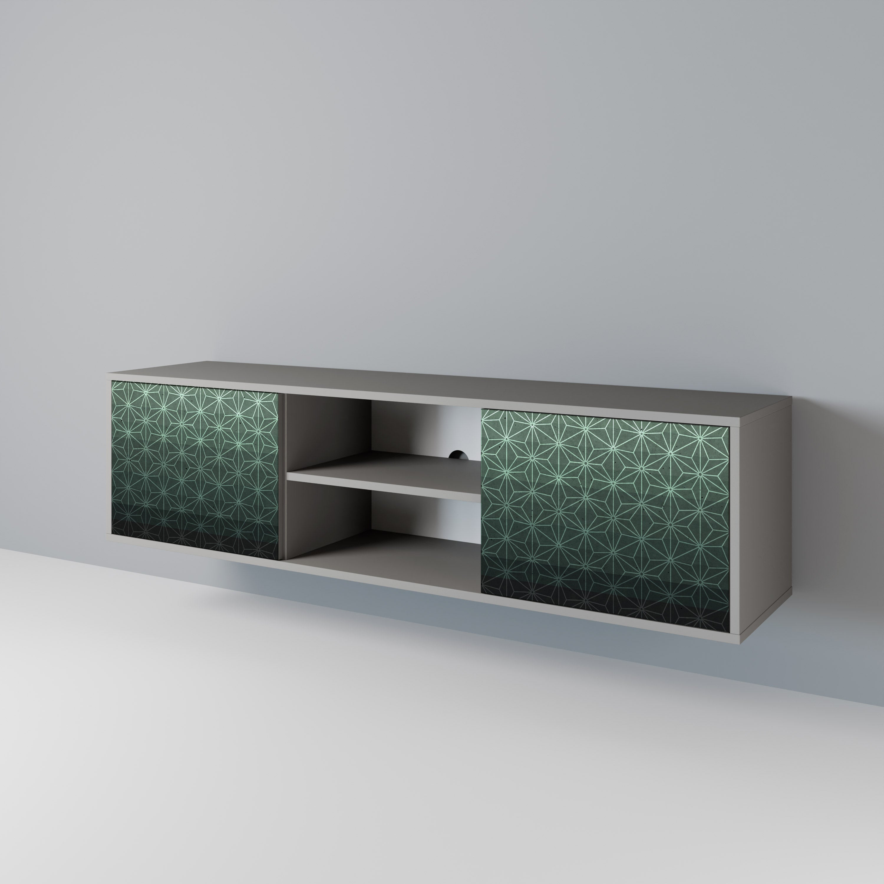 Mueble de TV de 2 puertas ORNAMENTAL GLIMMER en acabado gris