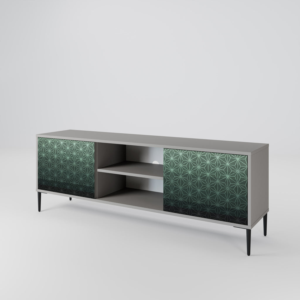 Mueble de TV de 2 puertas ORNAMENTAL GLIMMER en acabado gris