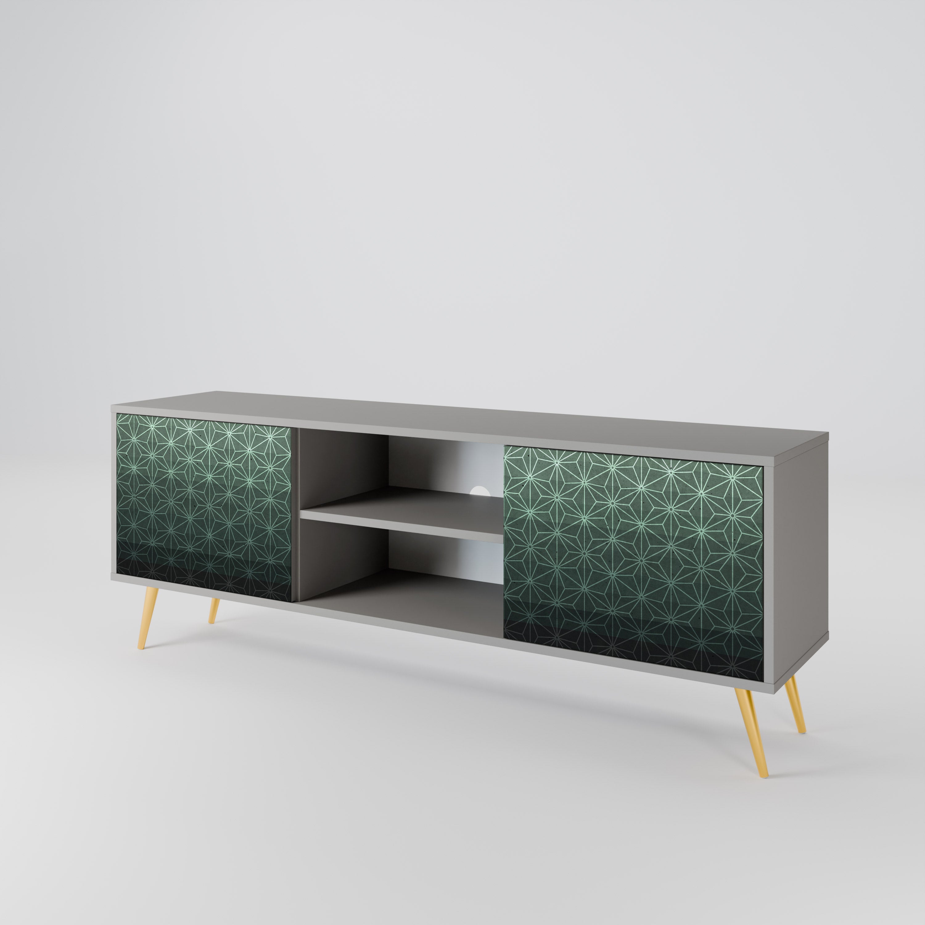 Mueble de TV de 2 puertas ORNAMENTAL GLIMMER en acabado gris