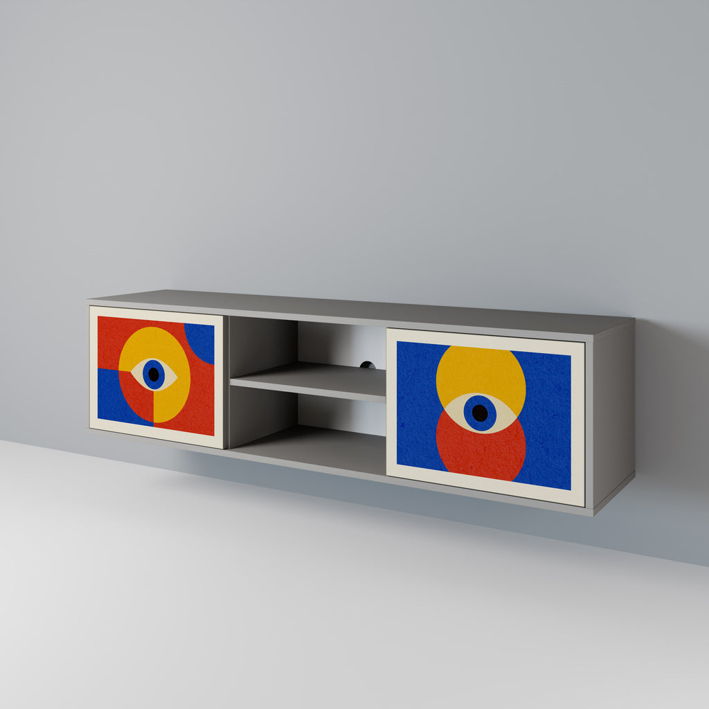 Mueble de TV de 2 puertas GEOMETRIC EYES en acabado gris