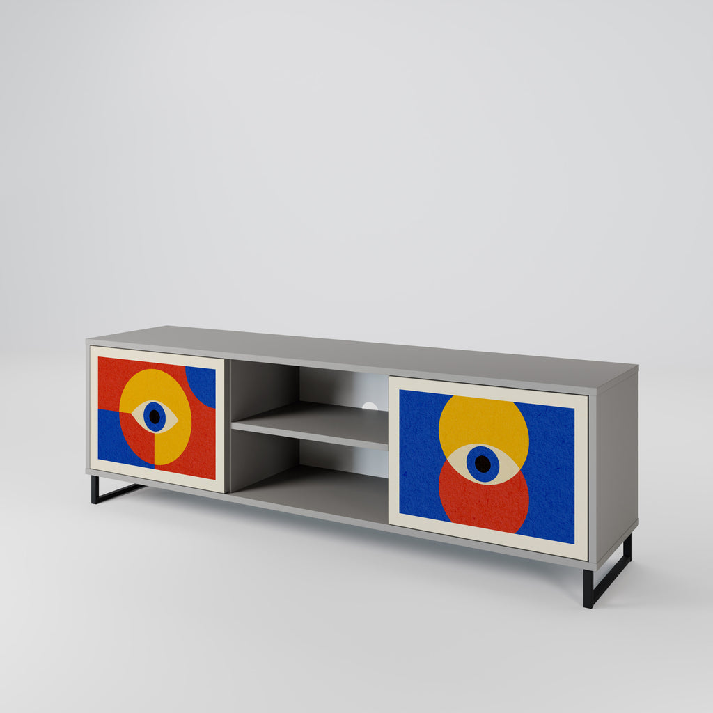 Mueble de TV de 2 puertas GEOMETRIC EYES en acabado gris
