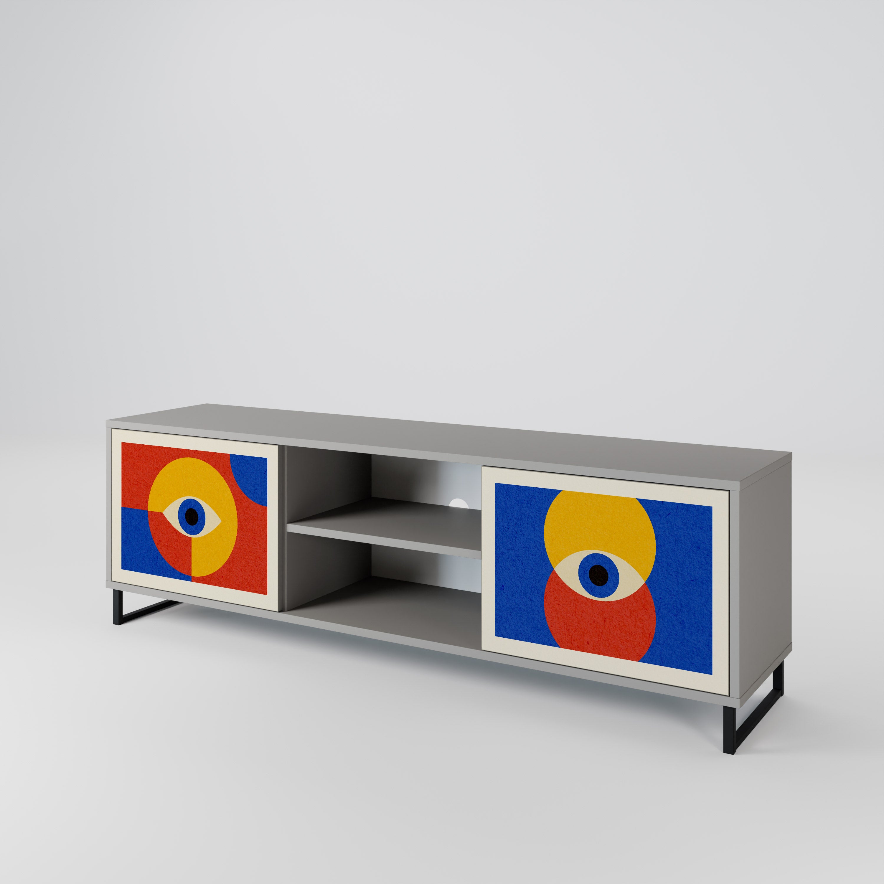 Mueble de TV de 2 puertas GEOMETRIC EYES en acabado gris