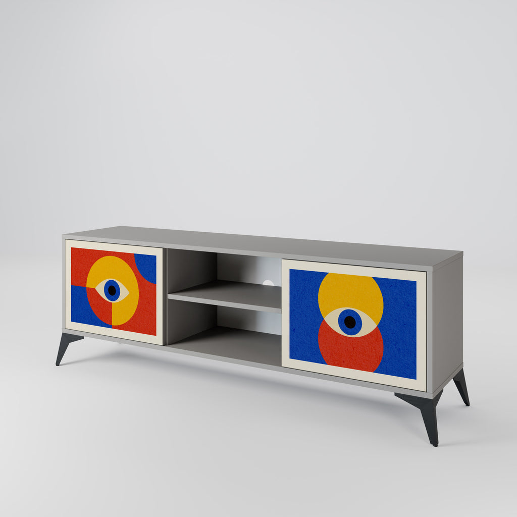 Mueble de TV de 2 puertas GEOMETRIC EYES en acabado gris