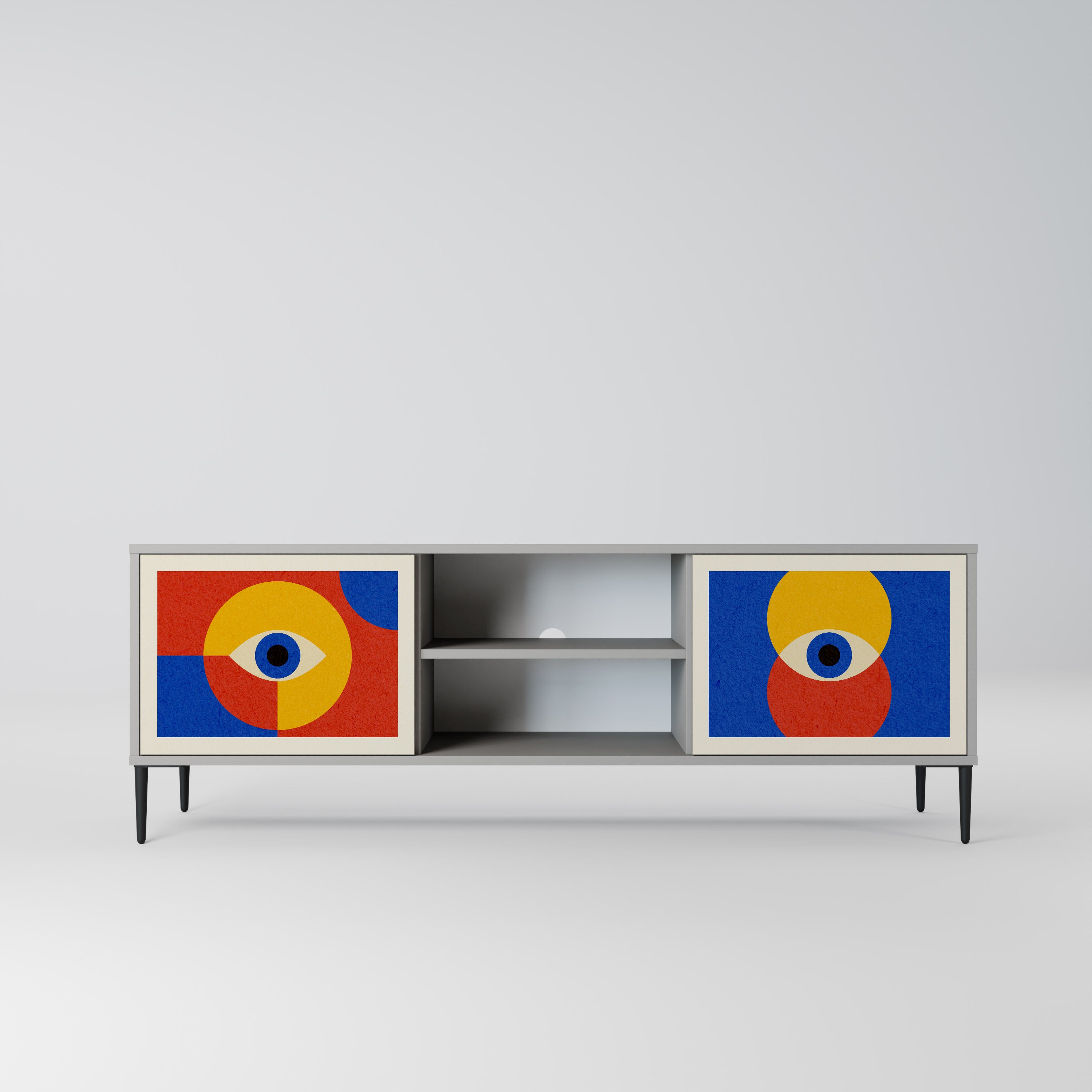 Mueble de TV de 2 puertas GEOMETRIC EYES en acabado gris