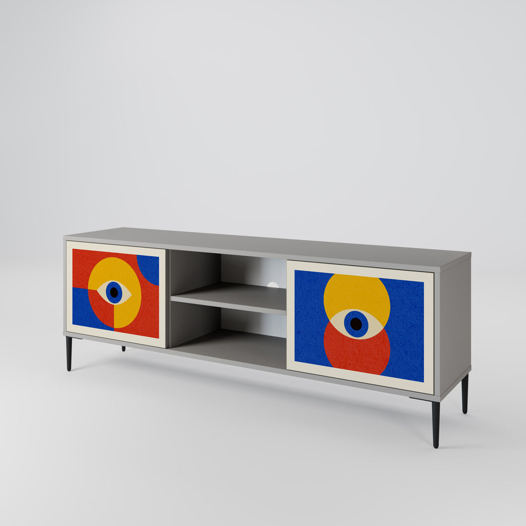 Mueble de TV de 2 puertas GEOMETRIC EYES en acabado gris