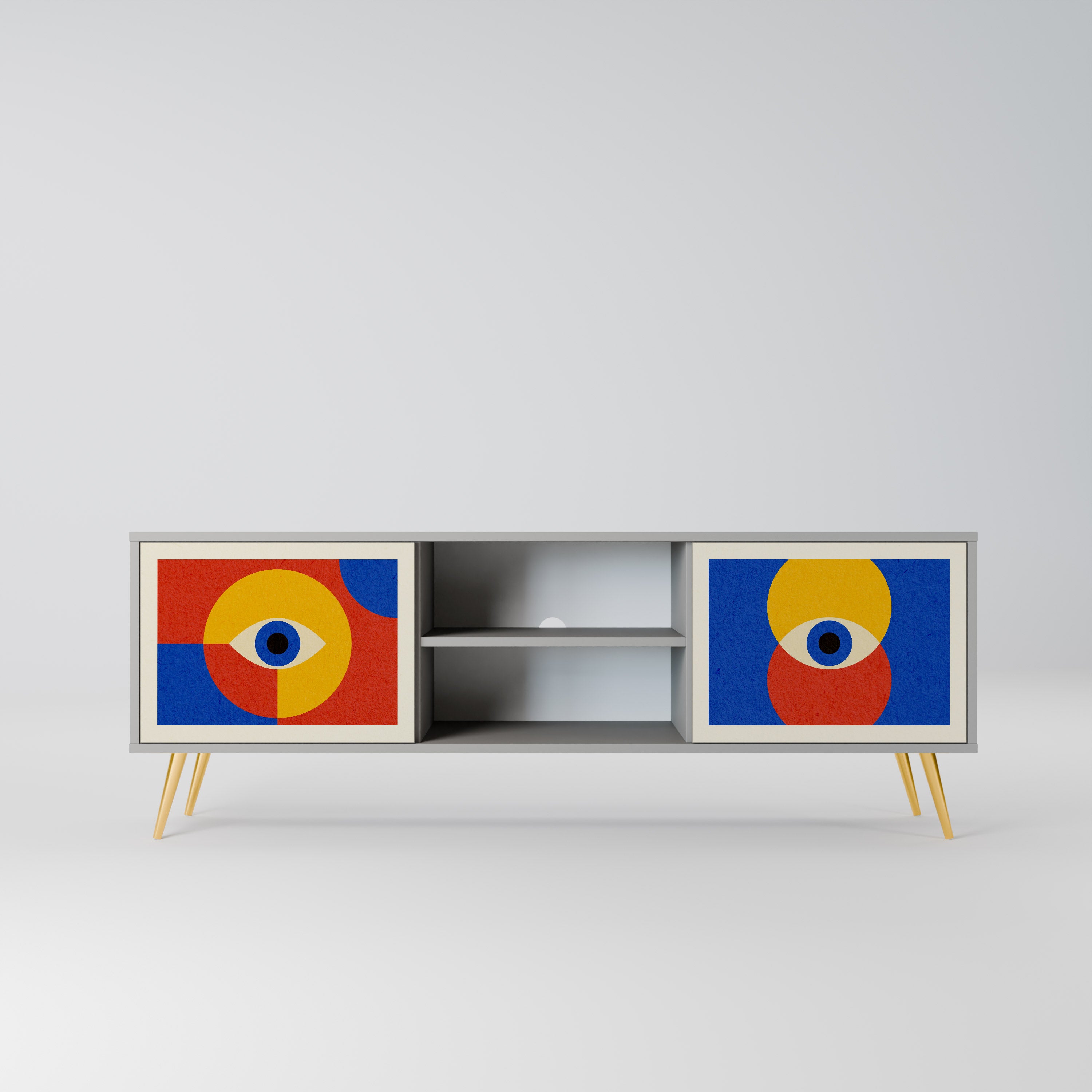 Mueble de TV de 2 puertas GEOMETRIC EYES en acabado gris