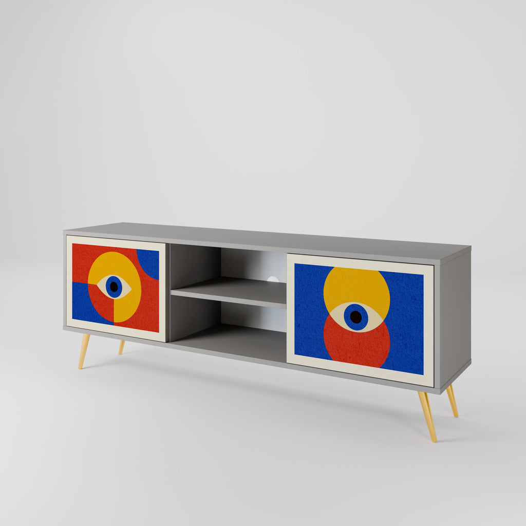 Mueble de TV de 2 puertas GEOMETRIC EYES en acabado gris
