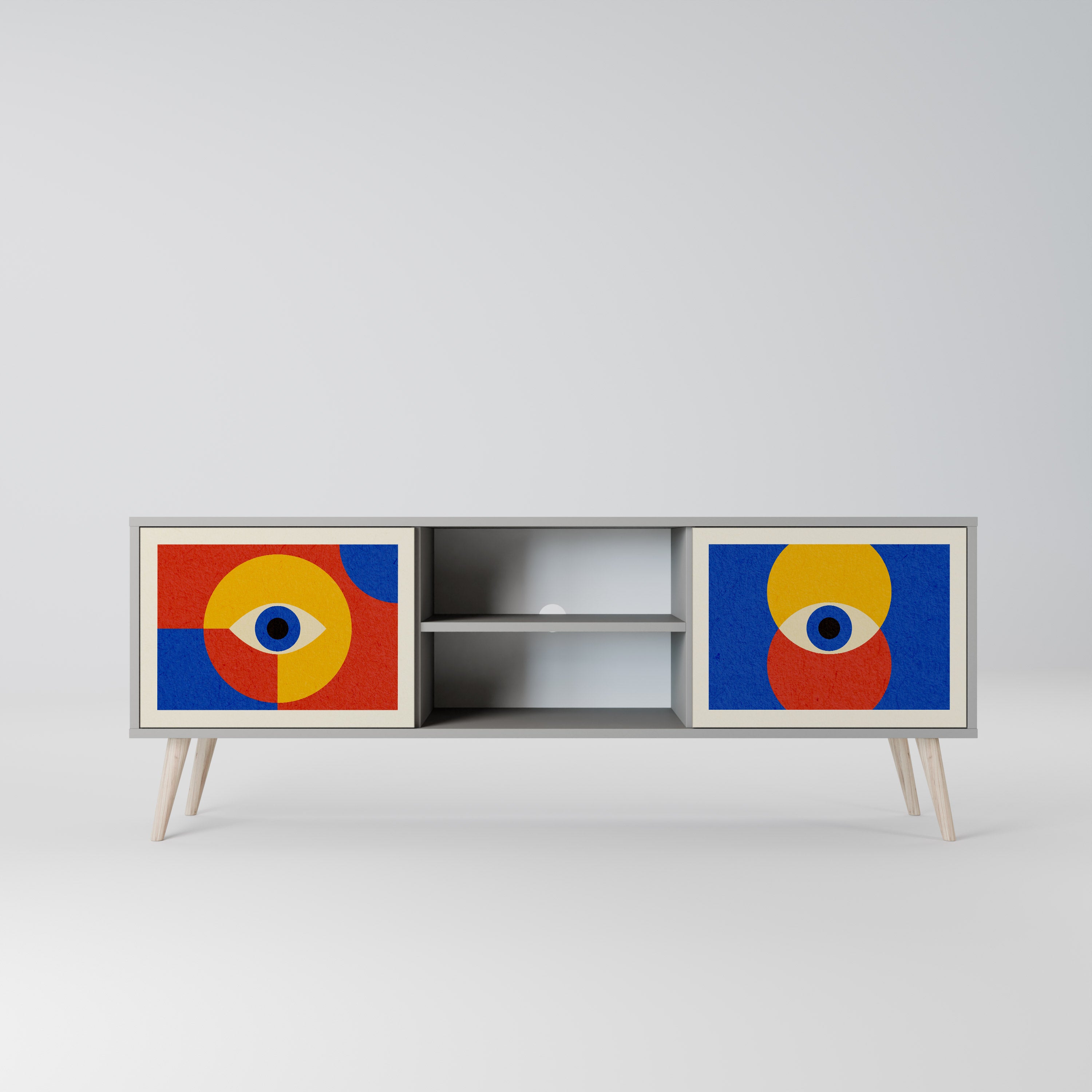 Mueble de TV de 2 puertas GEOMETRIC EYES en acabado gris