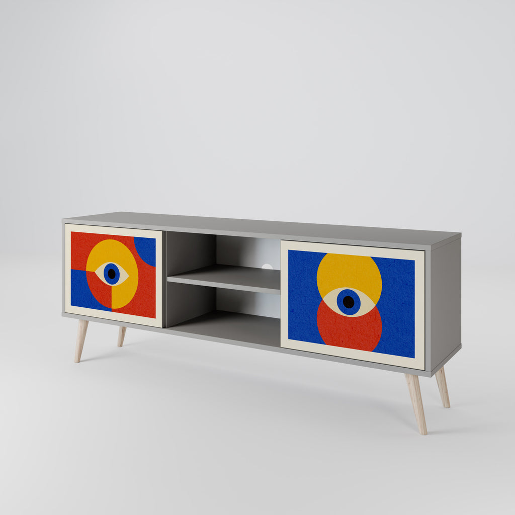 Mueble de TV de 2 puertas GEOMETRIC EYES en acabado gris