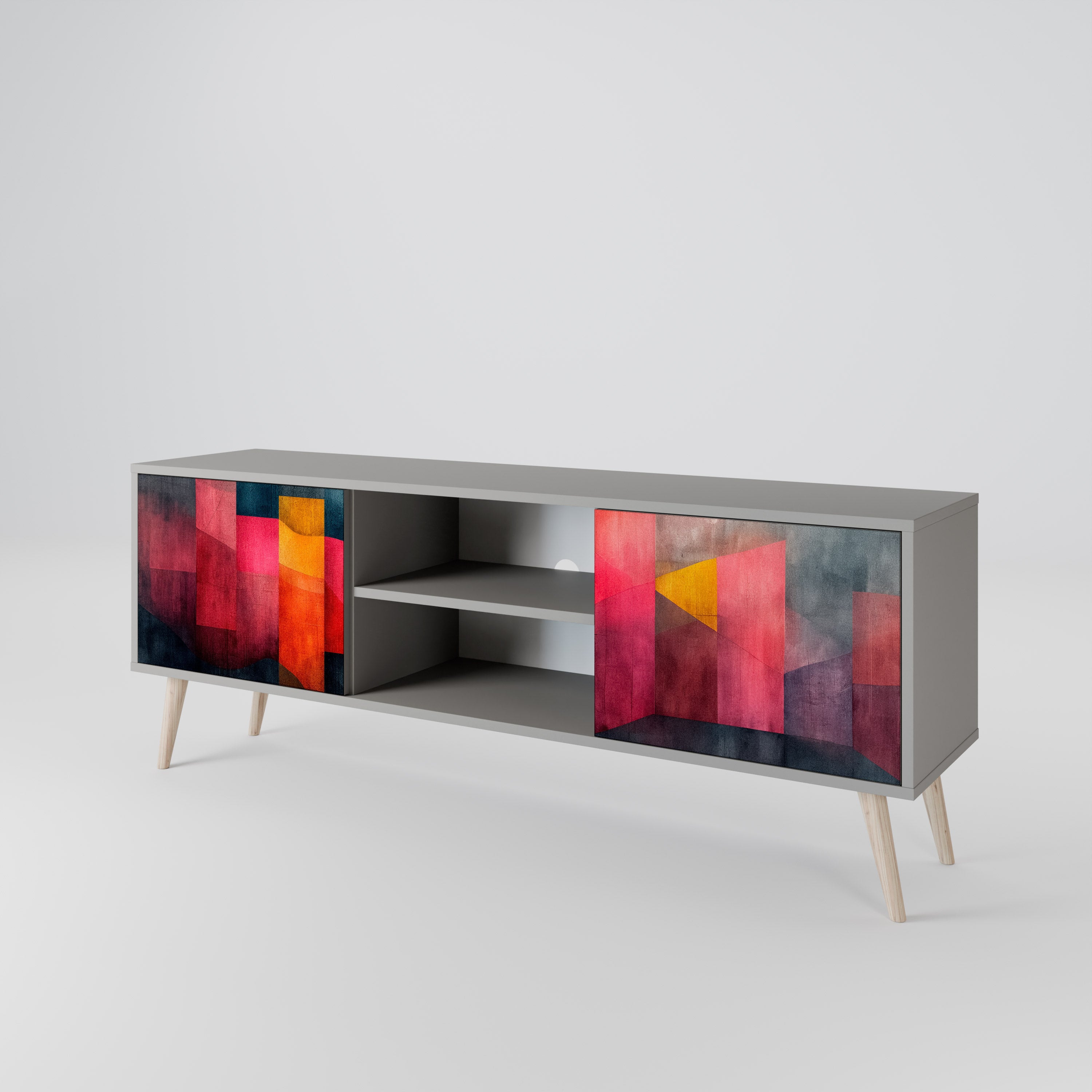 Mueble para TV de 2 puertas COLORFUL SOUNDS en acabado gris