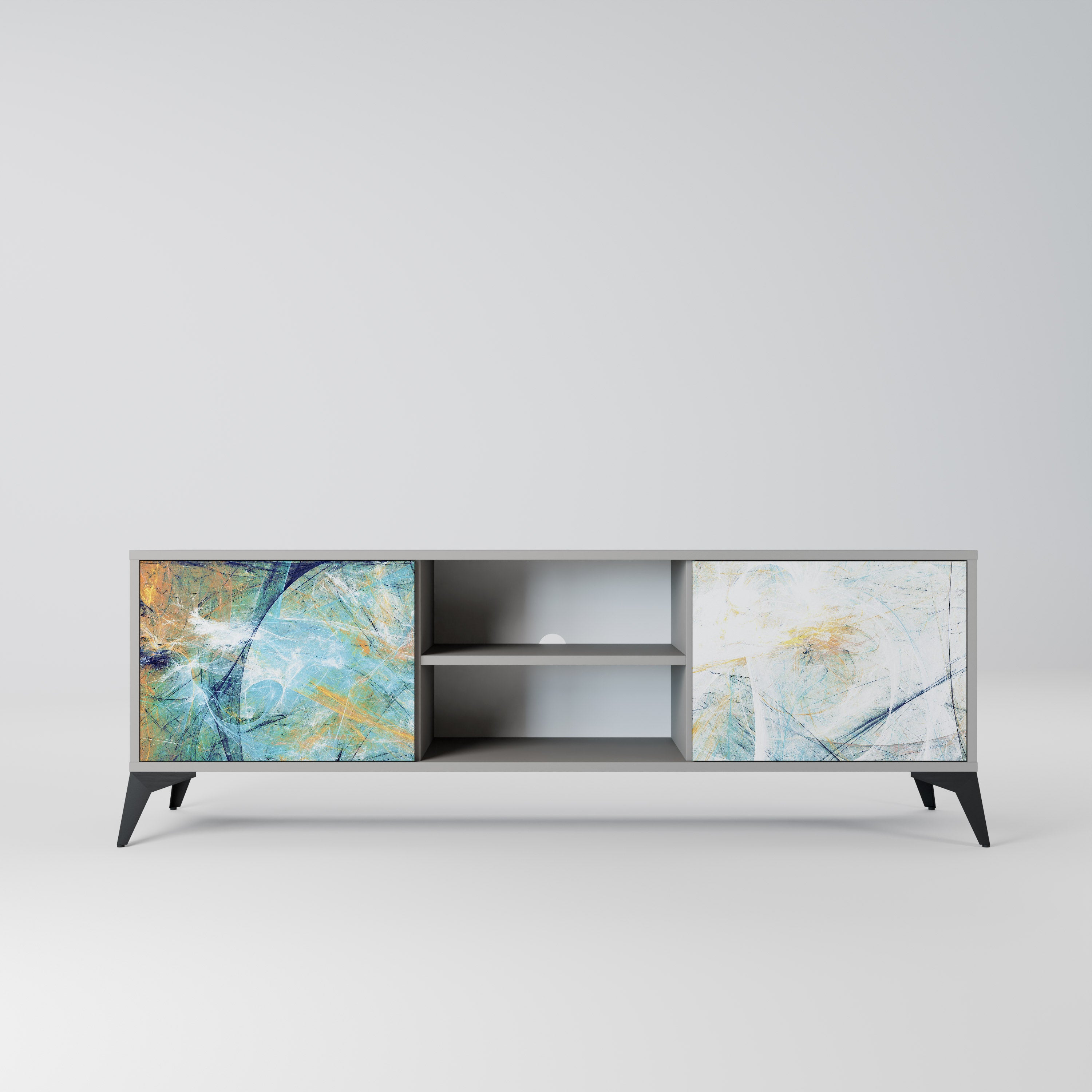 ABSTRACT THOUGHTS 2-Door TV Stand in Grey Finish