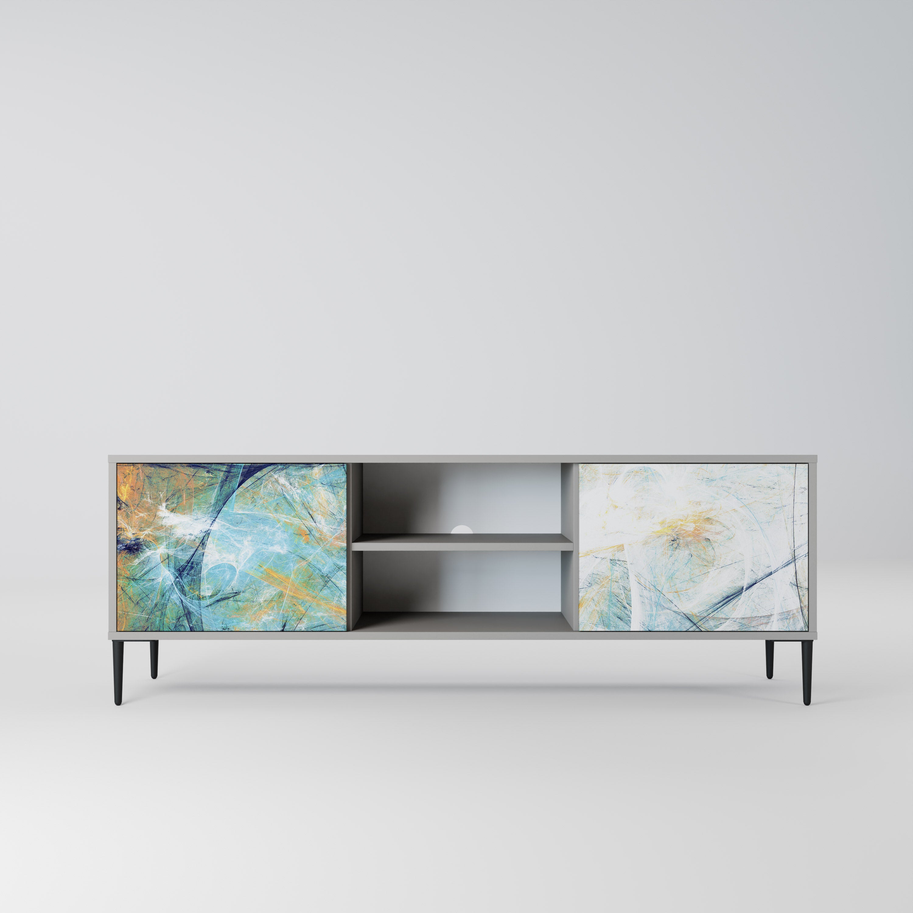 ABSTRACT THOUGHTS 2-Door TV Stand in Grey Finish