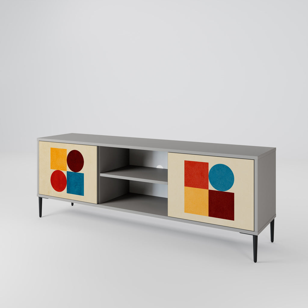 Mueble de TV de 2 puertas GEOMETRIC PUZZLE en acabado gris