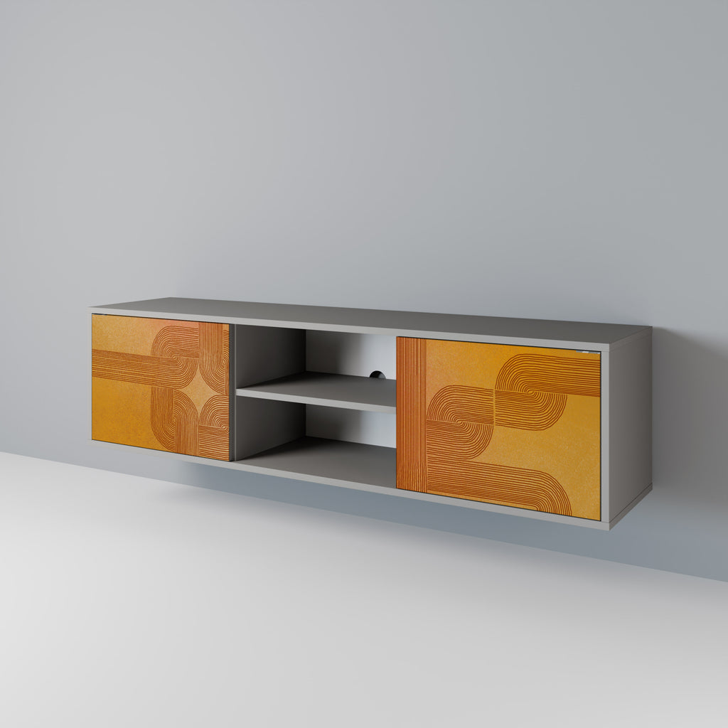 FORTALECIENDO LA RELACIÓN Mueble de TV de 2 puertas en acabado gris