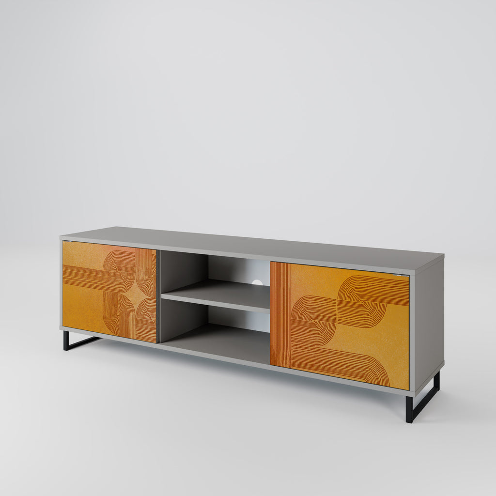 FORTALECIENDO LA RELACIÓN Mueble de TV de 2 puertas en acabado gris