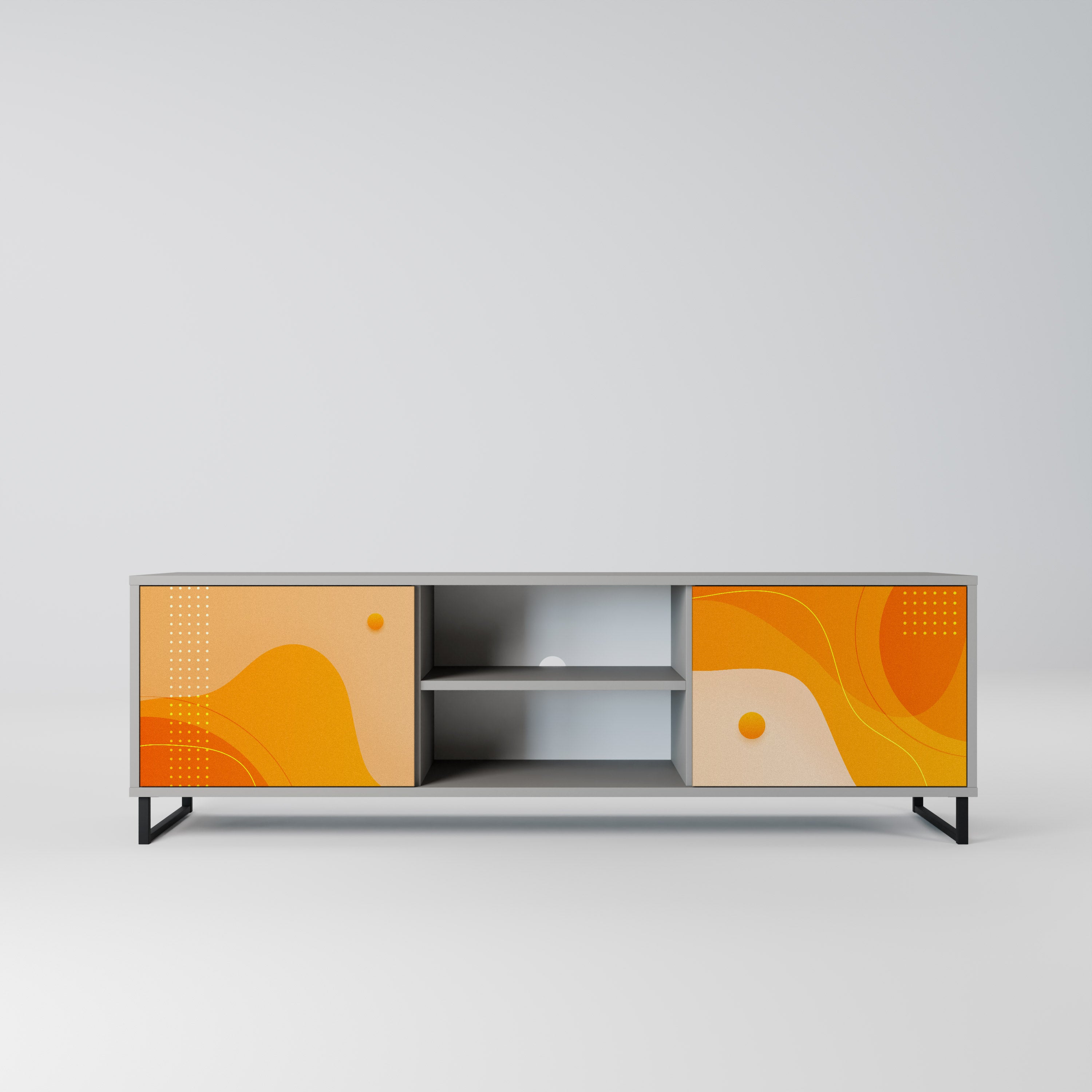 ORANGE ARRANGEMENT 2-Door TV Stand in Grey Finish