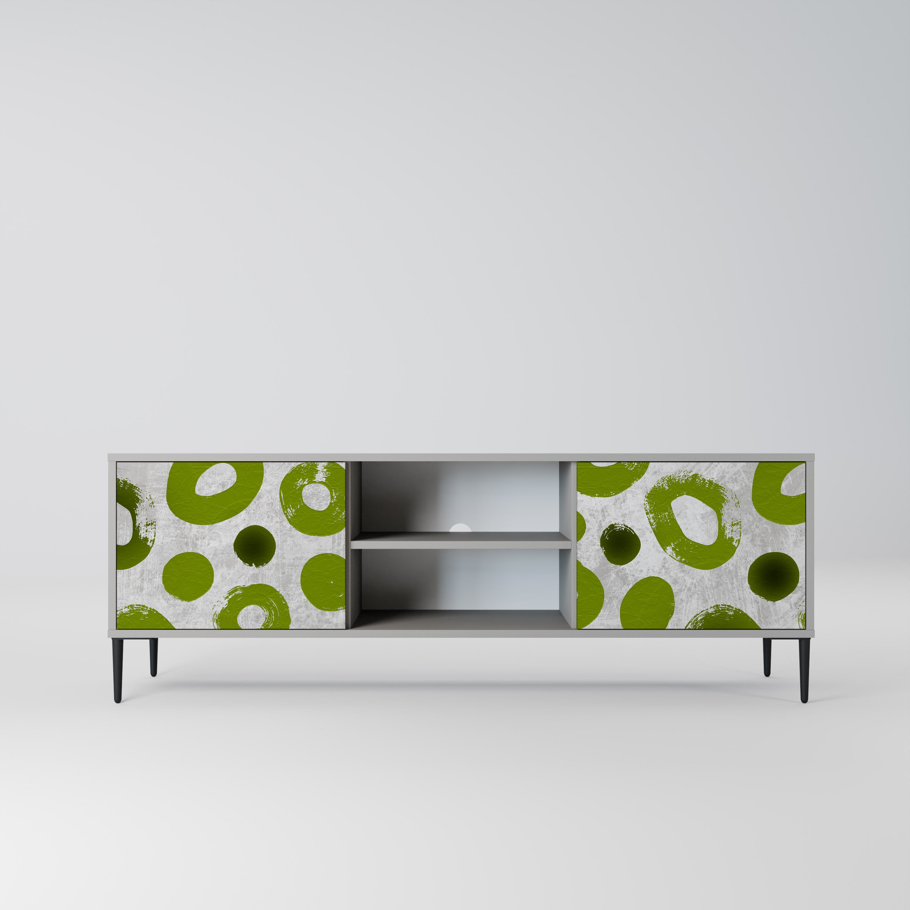 GREEN RHAPSODY 2-Door TV Stand in Grey Finish
