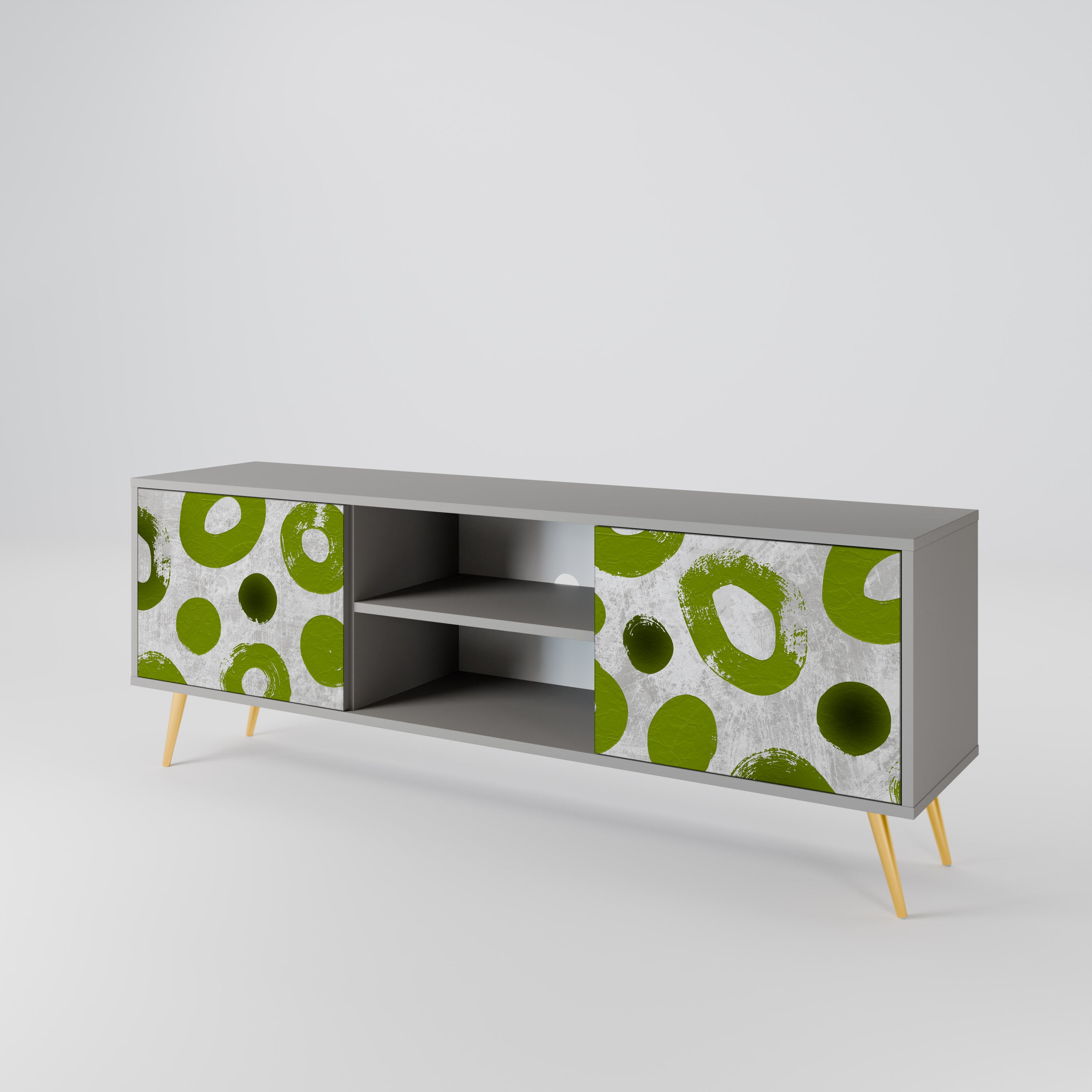 GREEN RHAPSODY 2-Door TV Stand in Grey Finish