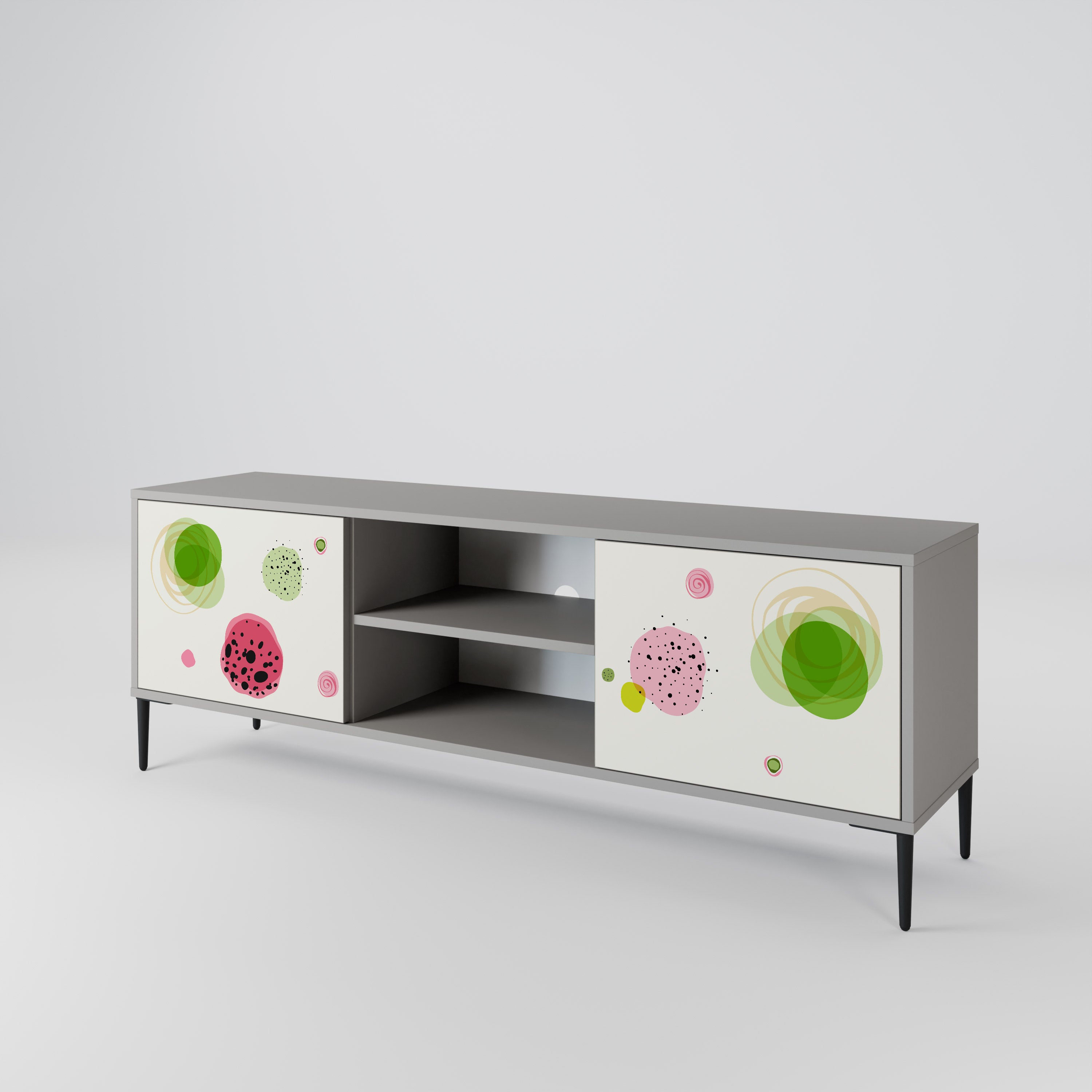 COLORFUL COSMOS 2-Door TV Stand in Grey Finish
