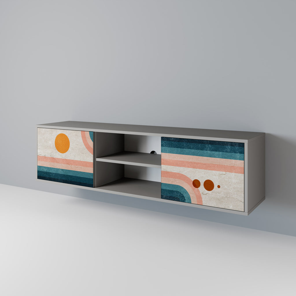 Mueble de TV de 2 puertas TWO HALVES en acabado gris