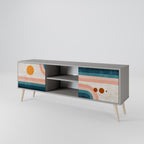 TWO HALVES Mueble de TV de 2 Puertas en Acabado Gris