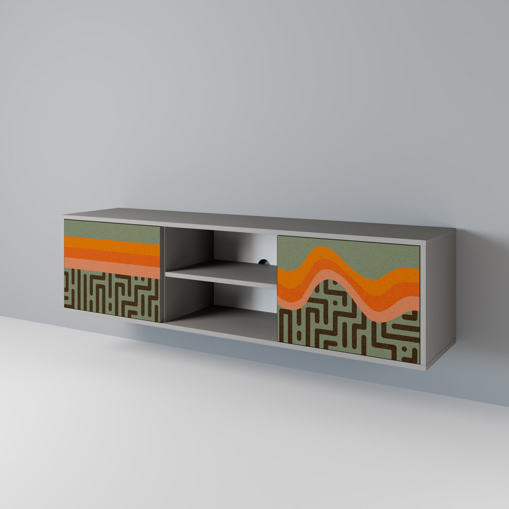 SOLUCIONES SIMPLES Mueble de TV de 2 puertas en acabado gris