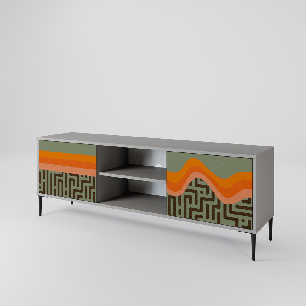 SOLUCIONES SIMPLES Mueble de TV de 2 puertas en acabado gris