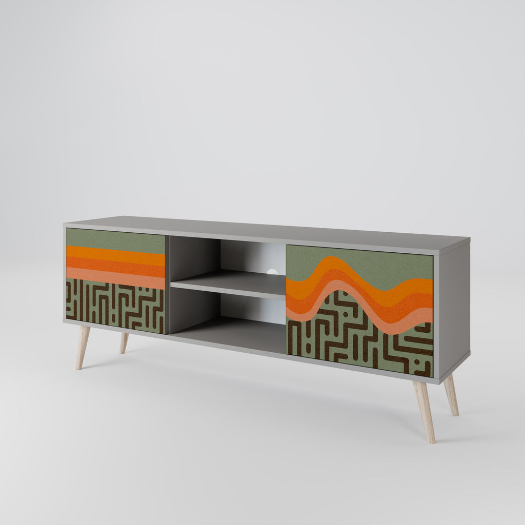 SOLUCIONES SIMPLES Mueble de TV de 2 puertas en acabado gris