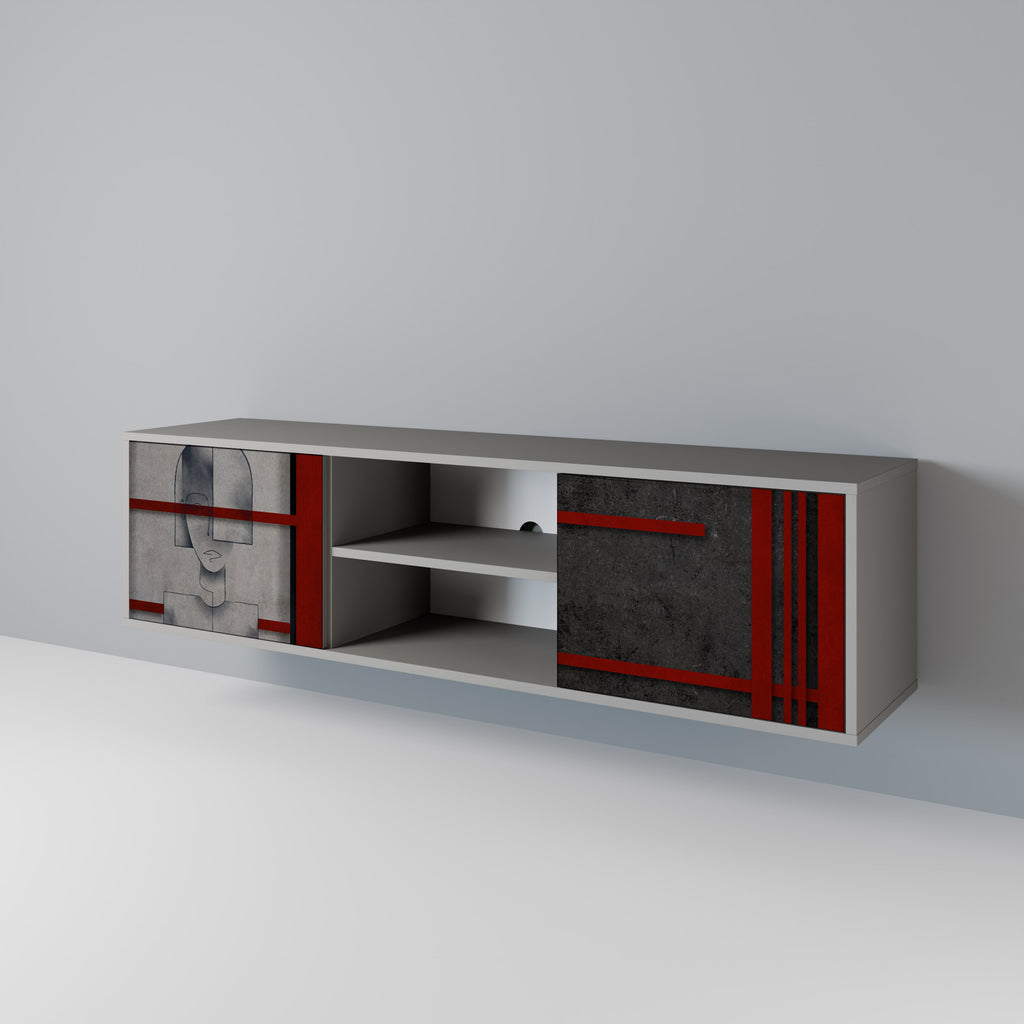 Mueble de TV de 2 puertas GRAY FIGURES en acabado gris