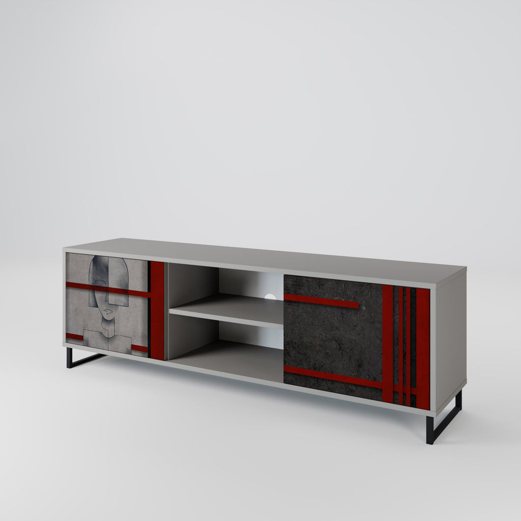 Mueble de TV de 2 puertas GRAY FIGURES en acabado gris