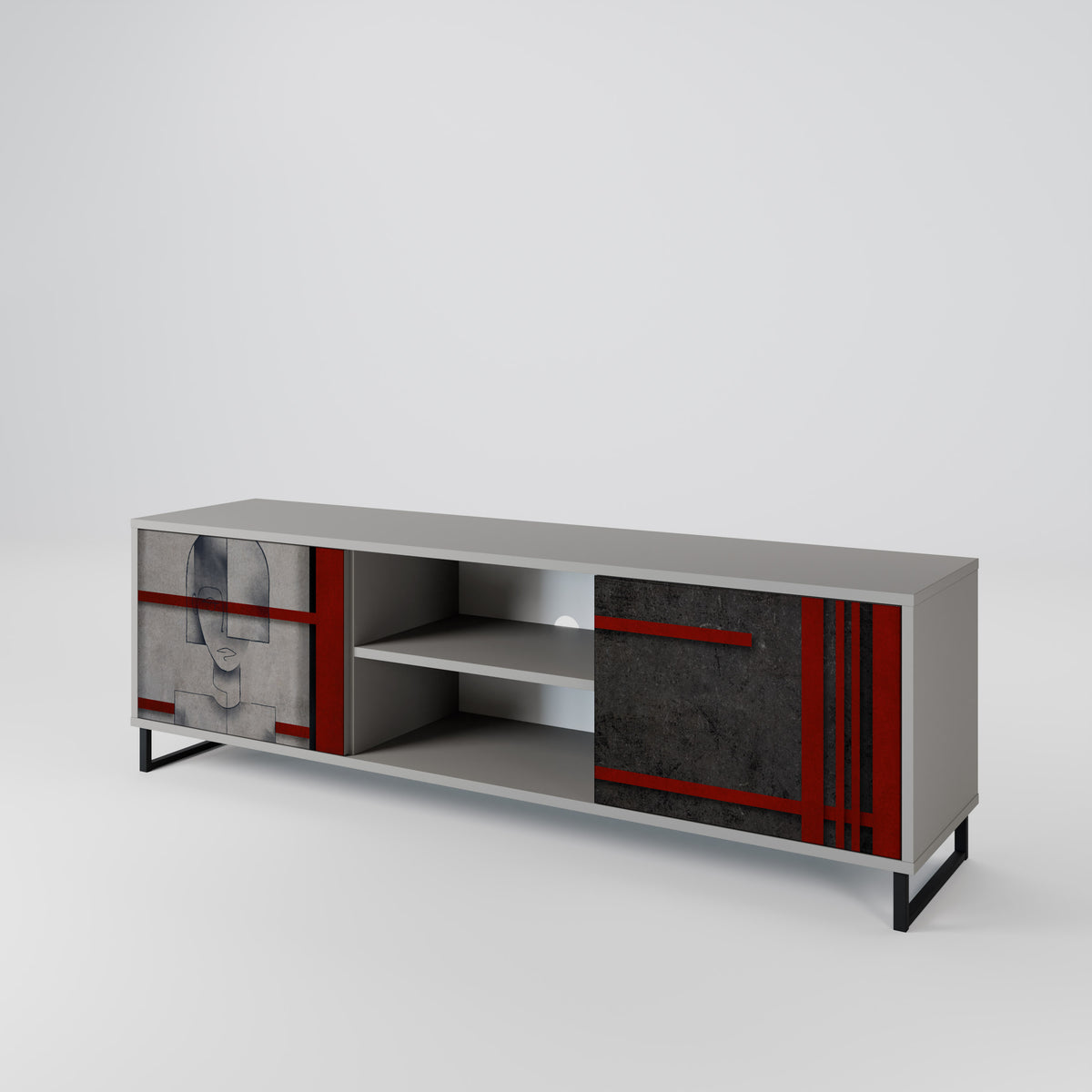 GRAY FIGURES Mueble de TV de 2 Puertas