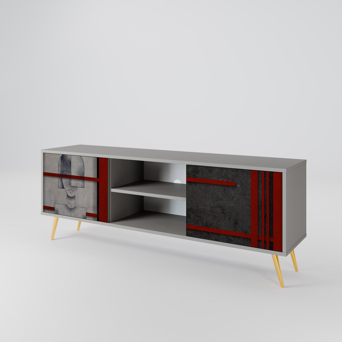 GRAY FIGURES Mueble de TV de 2 Puertas
