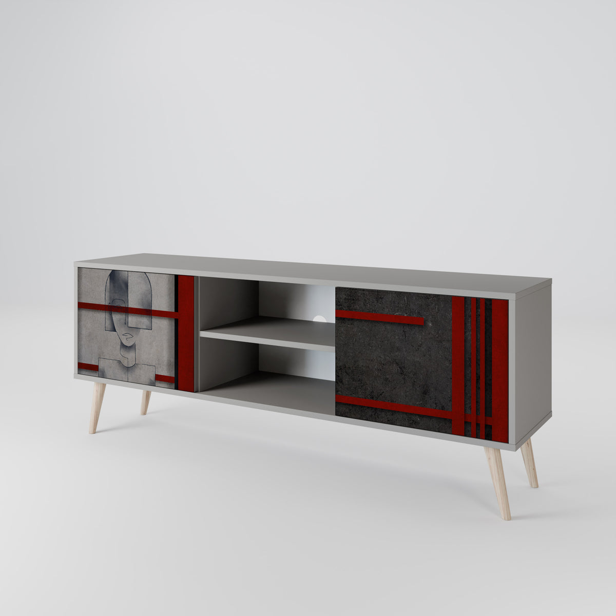 GRAY FIGURES Mueble de TV de 2 Puertas