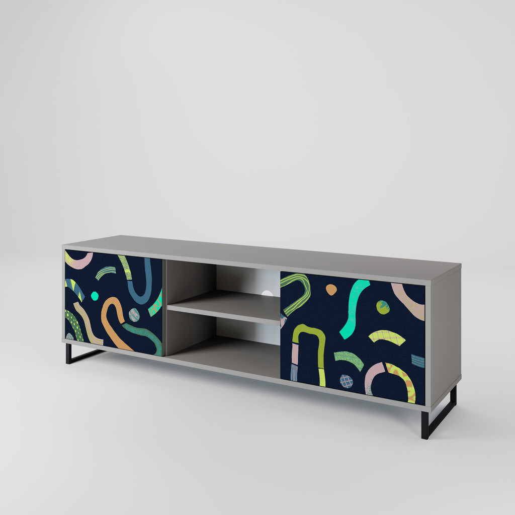 Mueble de TV de 2 puertas CONTRAST DANCE en acabado gris