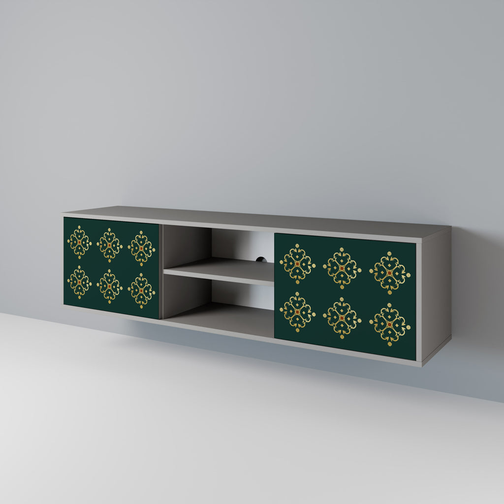 Mueble de TV de 2 puertas ROYAL MEDALLION en acabado gris