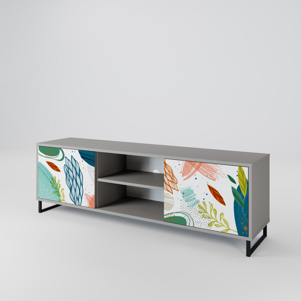 Mueble de TV de 2 puertas Botanical Hurricane en acabado gris