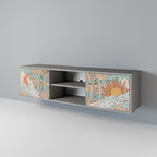 MYSTICAL STRUCTURE Mueble de TV de 2 Puertas en Acabado Gris