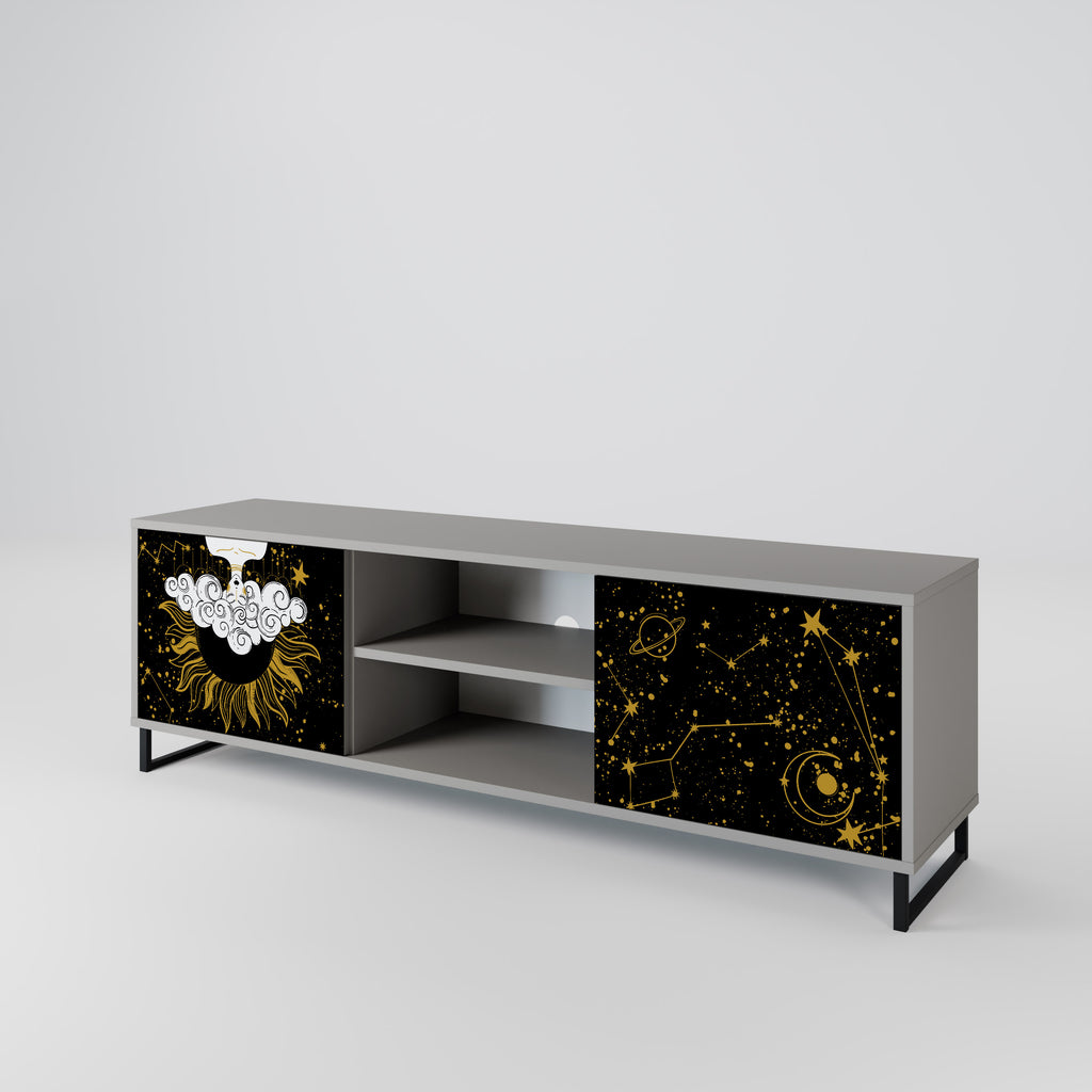 Mueble de TV de 2 puertas STELLAR CONSTELLATIONS en acabado gris