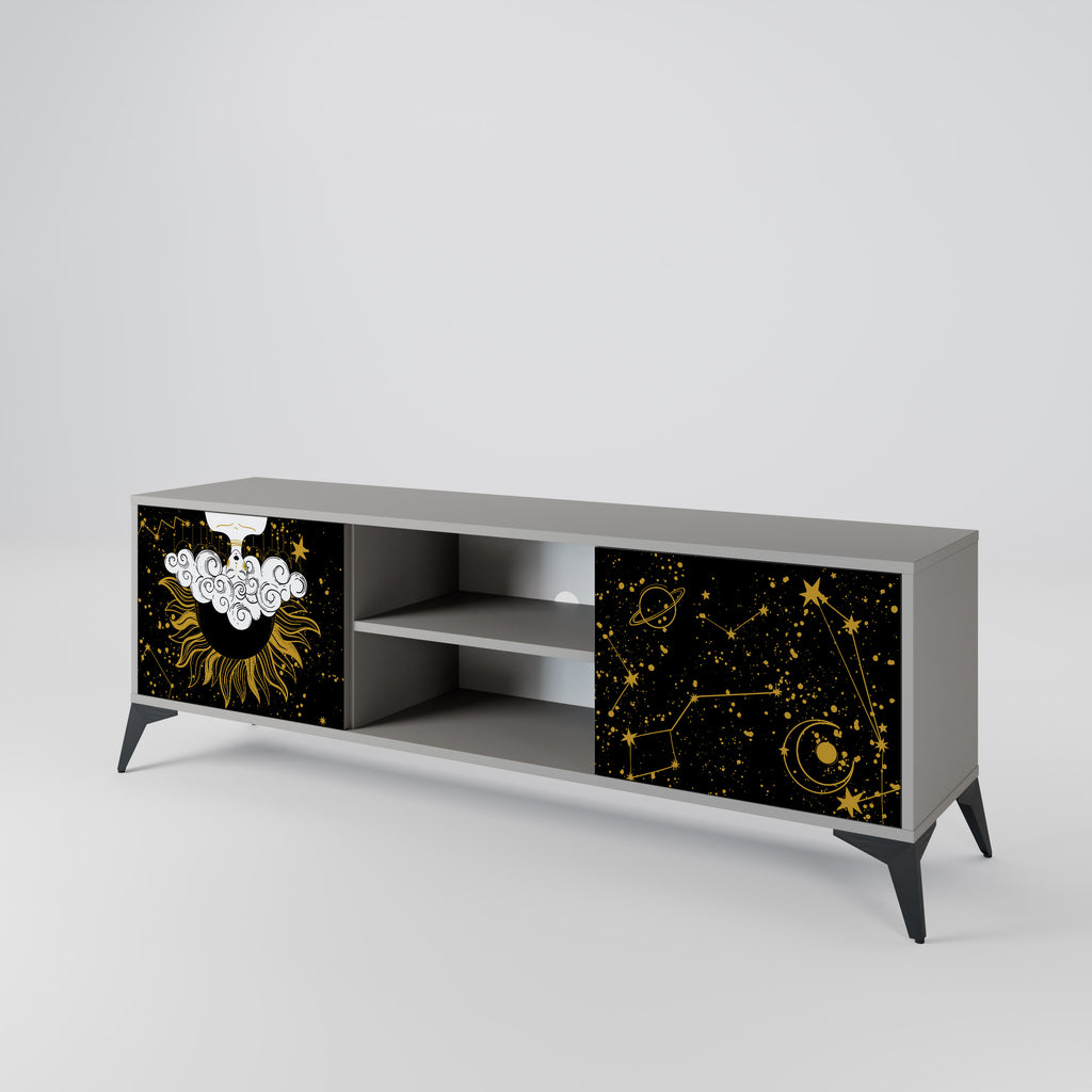 Mueble de TV de 2 puertas STELLAR CONSTELLATIONS en acabado gris