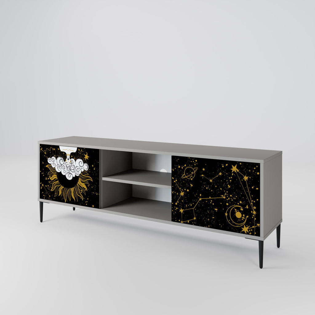 Mueble de TV de 2 puertas STELLAR CONSTELLATIONS en acabado gris