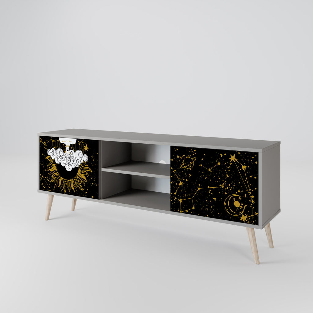 Mueble de TV de 2 puertas STELLAR CONSTELLATIONS en acabado gris