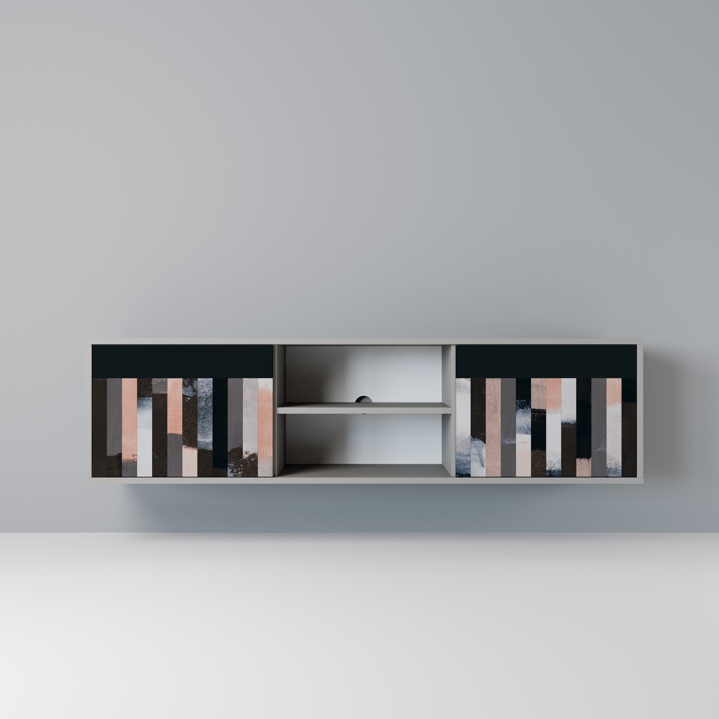 COLLAGE OF RECTANGLES 2-Door TV Stand in Grey Finish