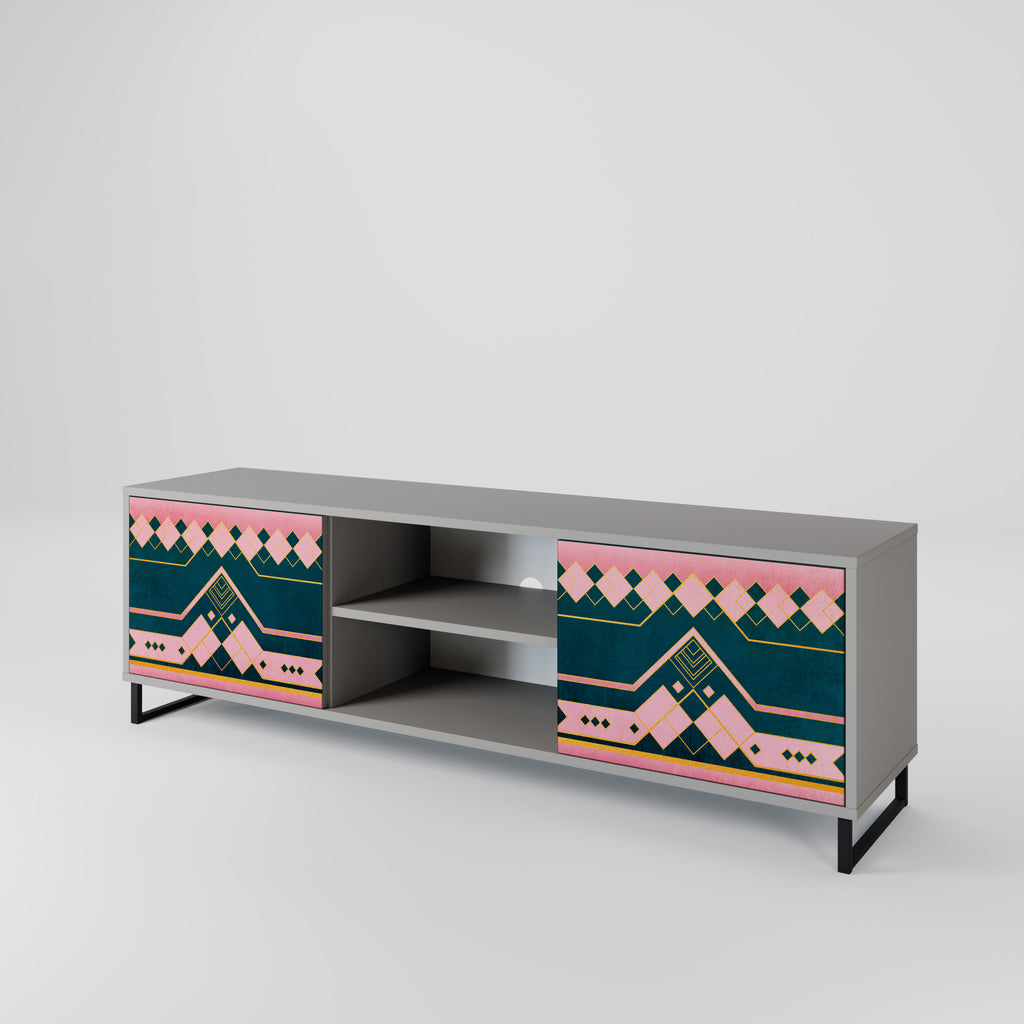 Mueble de TV de 2 puertas ROYAL COMPOSITION en acabado gris