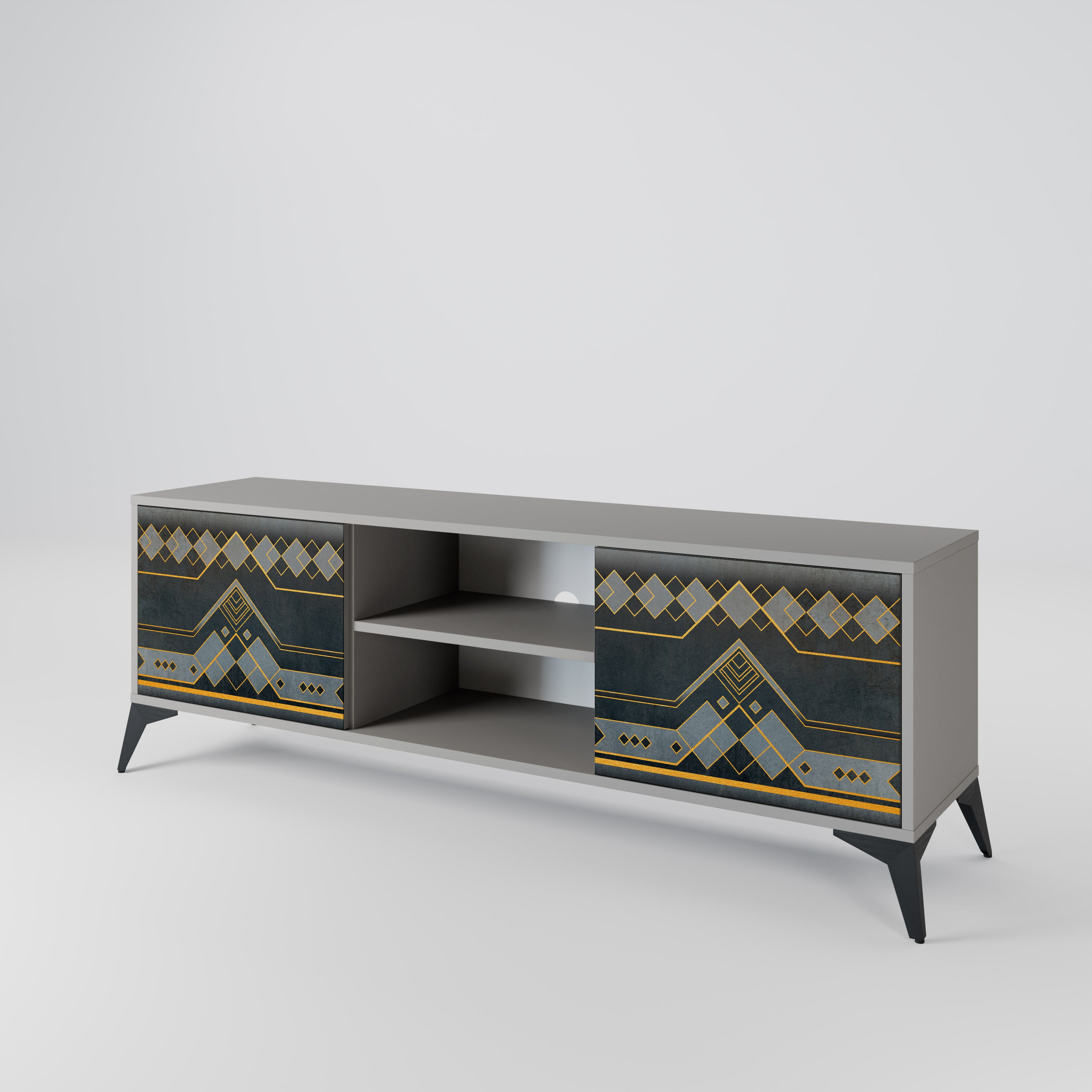 ROYAL ORDINARINESS 2-Door TV Stand in Grey Finish