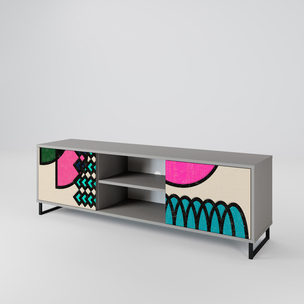 Mueble de TV GEOMETRIC RHAPSODY de 2 puertas en acabado gris