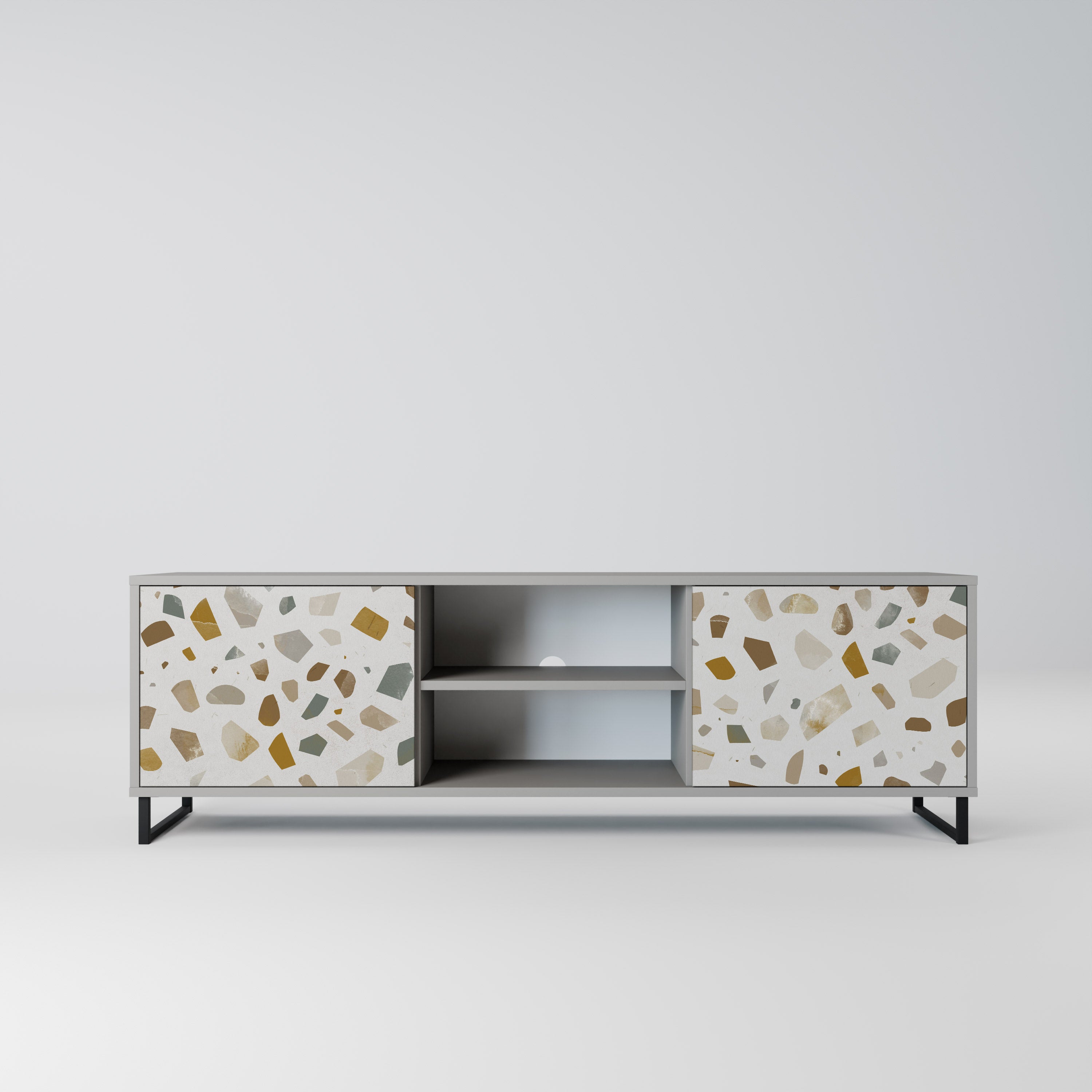 PIECES OF TOMORROW 2-Door TV Stand in Grey Finish