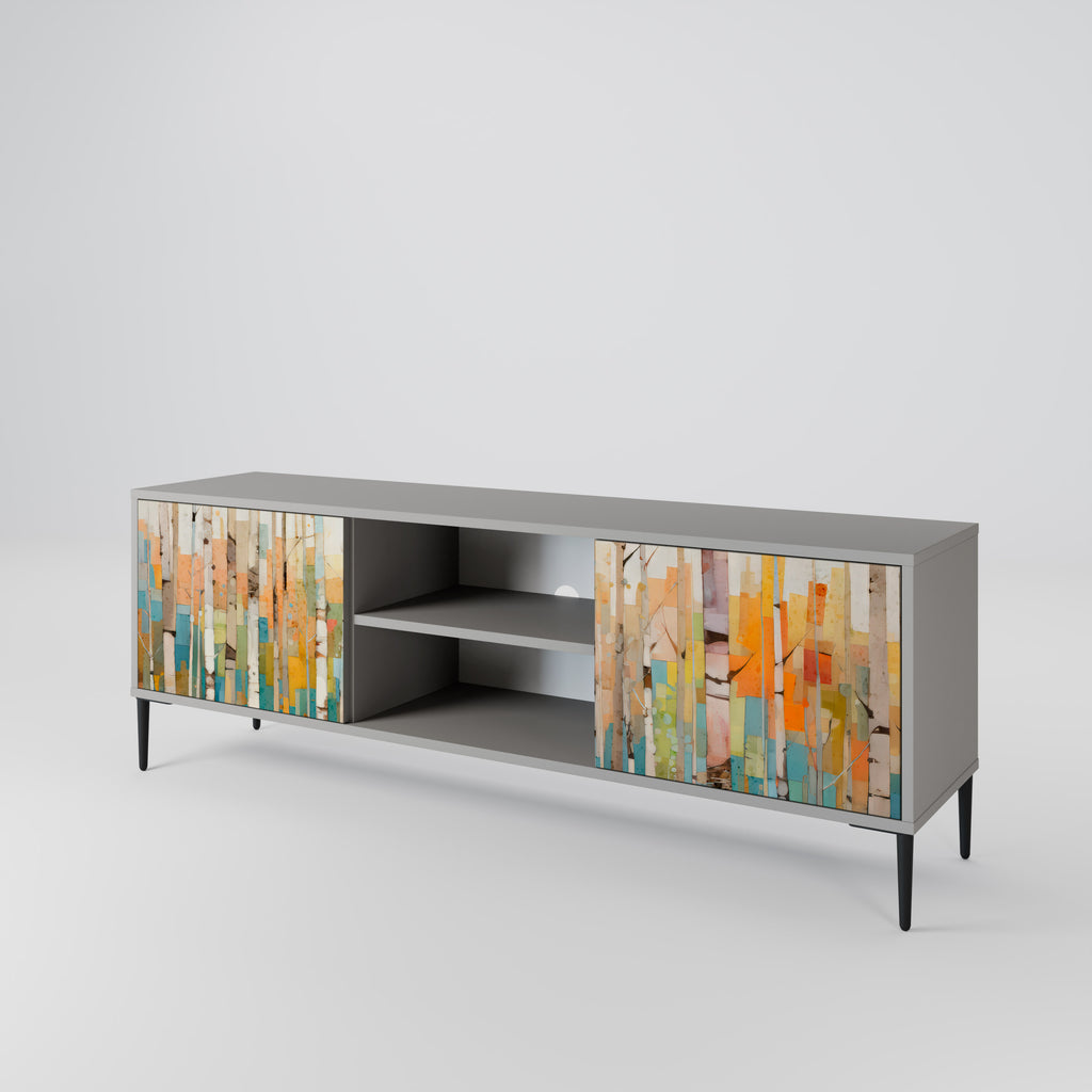 Mueble de TV de dos puertas BIRCH KALEIDOSCOPE en acabado gris