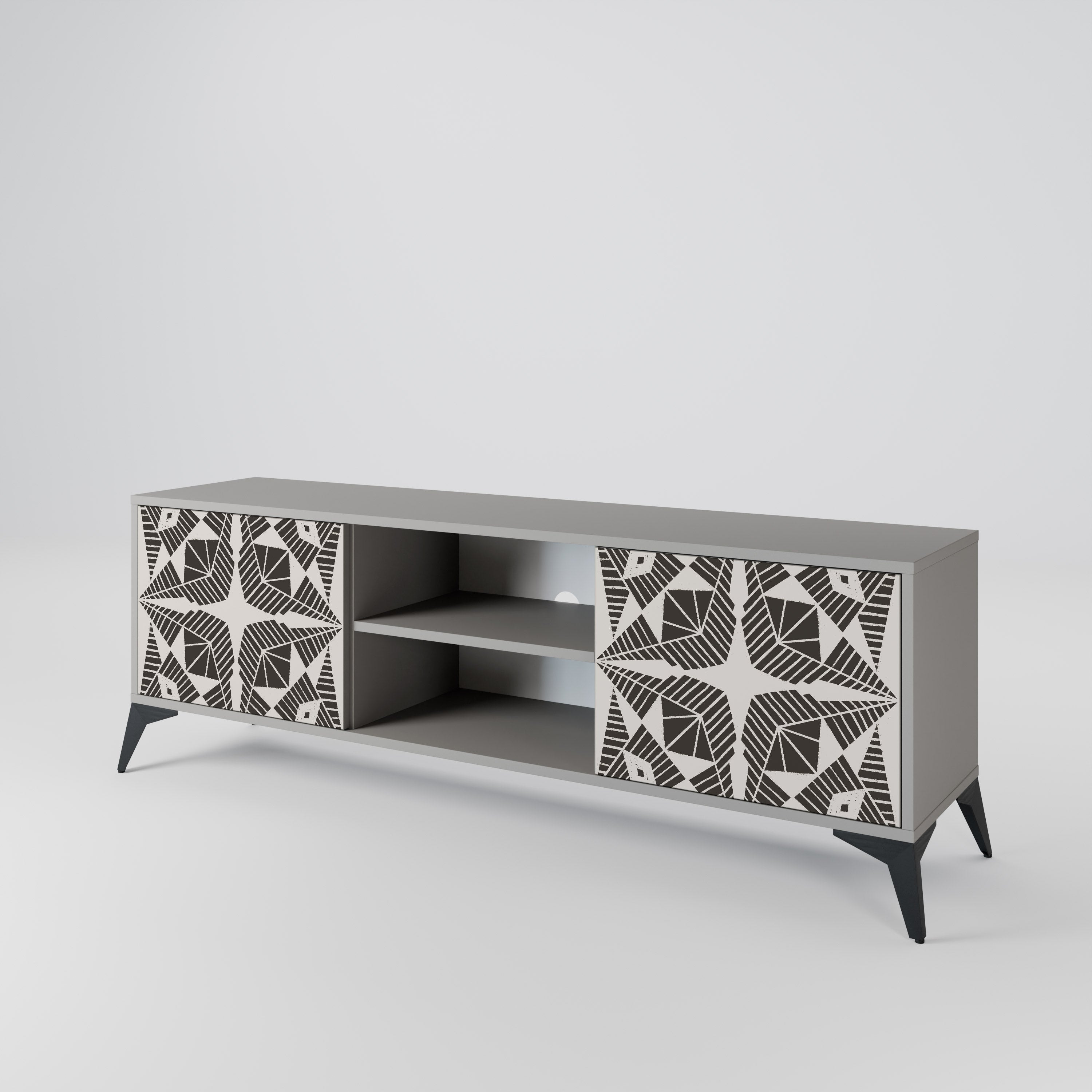 MONOCHROME NEXUS 2-Door TV Stand in Grey Finish
