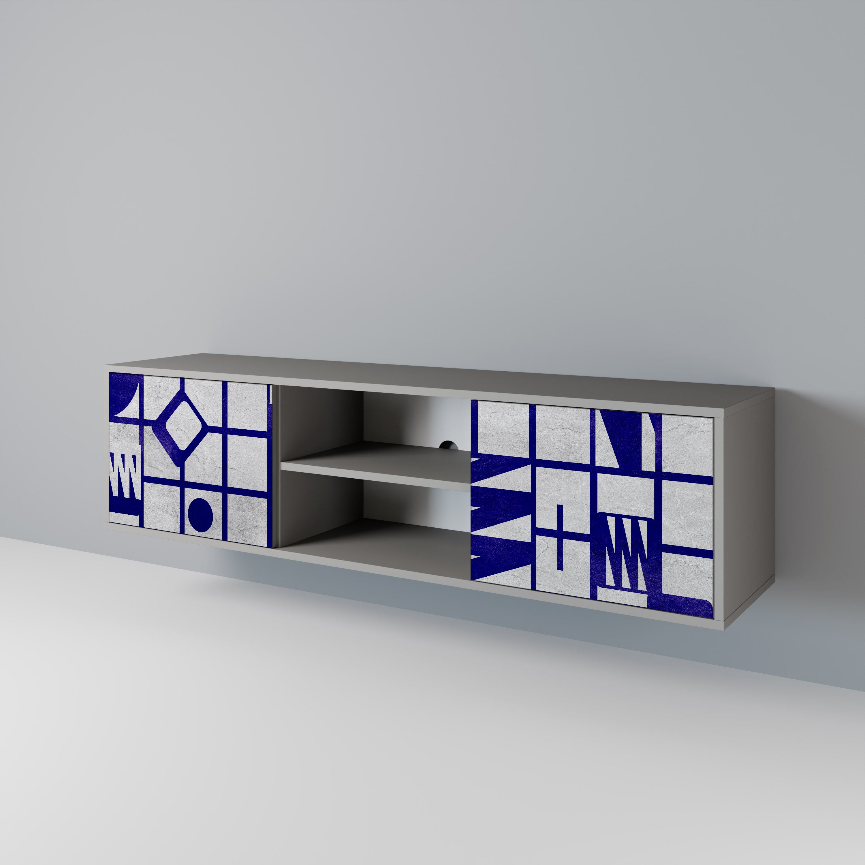 THE RIGHT PLACES 2-Door TV Stand in Grey Finish